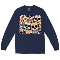 Navy cinco de mayo skull Long Sleeve Tee - CowGirlArtShop