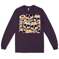 Plum cinco de mayo skull Long Sleeve Tee - CowGirlArtShop
