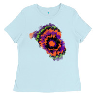 Baby Blue tie dye patch Ladies Tee - RanaPortraitStore