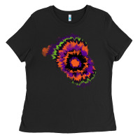 Black tie dye patch Ladies Tee - RanaPortraitStore