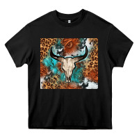 Black Western with bull skull Heavy Core Tee - NancyCooperArtShop