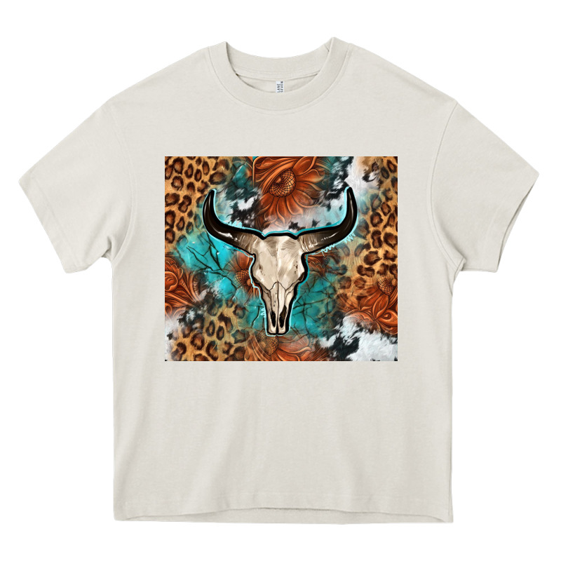 Western With Bull Skull Heavy Core Tee by NancyCooperArtShop | Teevron
