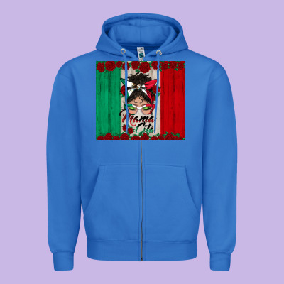 Mexican Messy Bun Mamacita Zipper Hoodie Designed By Bundleandbundleshop