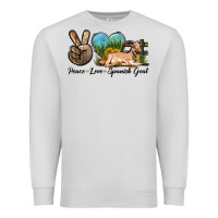 Dove Grey Peace Love Spanish Goat Premium Sweatshirt - LillyAllenDesigns