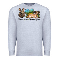 Heather Grey Peace Love Spanish Goat Premium Sweatshirt - LillyAllenDesigns