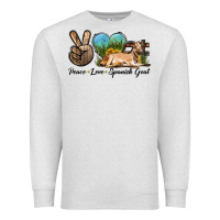 Oatmeal Heather Peace Love Spanish Goat Premium Sweatshirt - LillyAllenDesigns