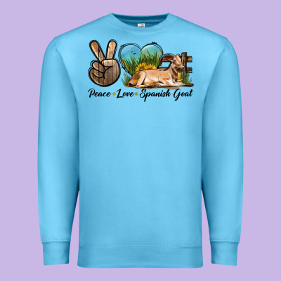 Peace Love Spanish Goat Premium Sweatshirt Designed By Lillyallendesigns