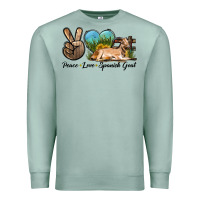 Seafoam Peace Love Spanish Goat Premium Sweatshirt - LillyAllenDesigns