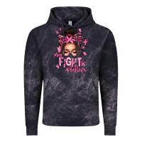 Pray Fight Believe Breast Cancer Afro Messy Bun Vintage Hoodie | Teevron