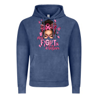 Vintage Denim pray fight believe breast cancer afro messy bun Vintage Hoodie - texasbilliewilder