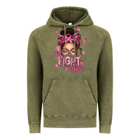 Vintage Olive pray fight believe breast cancer afro messy bun Vintage Hoodie - texasbilliewilder