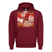 Burgundy african drum colorful seamless pattern Zipper Hoodie - BundleAndBundleShop
