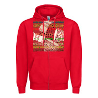 Red african drum colorful seamless pattern Zipper Hoodie - BundleAndBundleShop