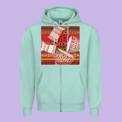 African Drum Colorful Seamless Pattern Zipper Hoodie Designed By Bundleandbundleshop