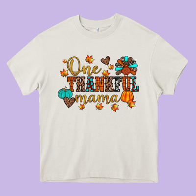 One Thankful Mama Heavy Core Tee Designed By Jahusdesignshop
