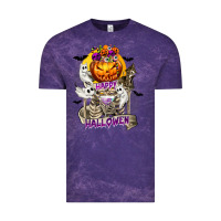 Cloud Purple Happy Halloween with Skeleton Vintage Tee - texasbilliewilder