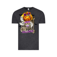 Vintage Black Happy Halloween with Skeleton Vintage Tee - texasbilliewilder