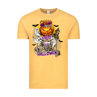 Vintage Mustard Happy Halloween with Skeleton Vintage Tee - texasbilliewilder