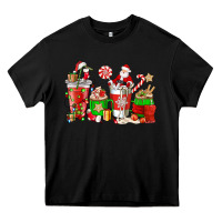 Black Santa coffee cups Heavy Core Tee - NancyCooperArtShop