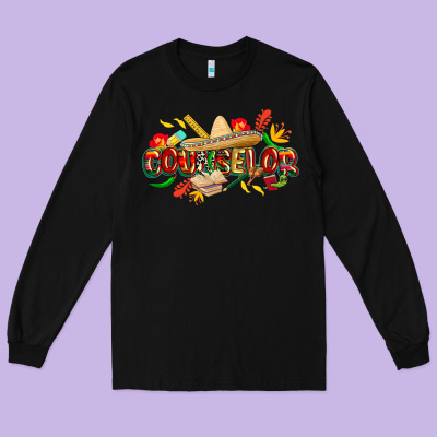 Cinco De Mayo Counselor Long Sleeve Tee Designed By Cowgirlartshop