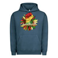 Pigment Midnight Navy juneteenth fist sunflower Urban Hoodie - BarkalooDesign