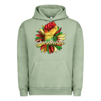 Pigment Oil Green juneteenth fist sunflower Urban Hoodie - BarkalooDesign
