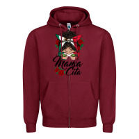 Burgundy mexican mamacita messy bun Zipper Hoodie - BundleAndBundleShop
