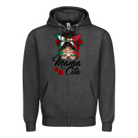 Charcoal Heather mexican mamacita messy bun Zipper Hoodie - BundleAndBundleShop