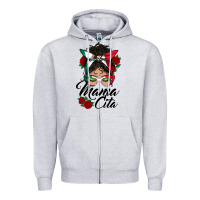 Heather Grey mexican mamacita messy bun Zipper Hoodie - BundleAndBundleShop