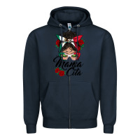 Navy mexican mamacita messy bun Zipper Hoodie - BundleAndBundleShop