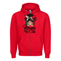 Red mexican mamacita messy bun Zipper Hoodie - BundleAndBundleShop