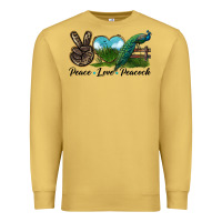 Antique Gold Peace Love Peacock Premium Sweatshirt - LillyAllenDesigns