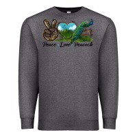 Charcoal Heather Peace Love Peacock Premium Sweatshirt - LillyAllenDesigns