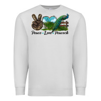 Dove Grey Peace Love Peacock Premium Sweatshirt - LillyAllenDesigns