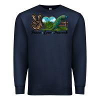 Navy Peace Love Peacock Premium Sweatshirt - LillyAllenDesigns