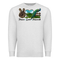 Oatmeal Heather Peace Love Peacock Premium Sweatshirt - LillyAllenDesigns