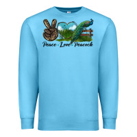 Ocean Blue Peace Love Peacock Premium Sweatshirt - LillyAllenDesigns