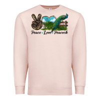 Pale Pink Peace Love Peacock Premium Sweatshirt - LillyAllenDesigns