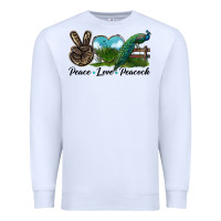 White Peace Love Peacock Premium Sweatshirt - LillyAllenDesigns
