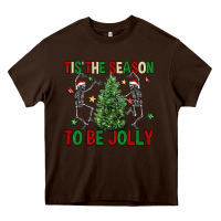 Chocolate Brown Tis' the season to be Jolly Heavy Core Tee - NancyCooperArtShop
