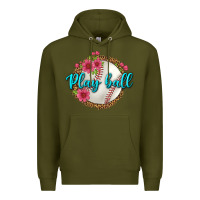 Army Green play ball baseball Premium Hoodie - BundleAndBundleShop