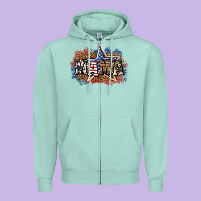 Patriotic Mama Zipper Hoodie Designed By Bundleandbundleshop