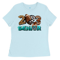 Baby Blue American Football Senior 2023 Ladies Tee - BundleAndBundleShop