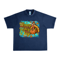Navy Happy Turkey Day Urban Heavy Tee - texasbilliewilder
