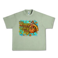 Oil Green Happy Turkey Day Urban Heavy Tee - texasbilliewilder