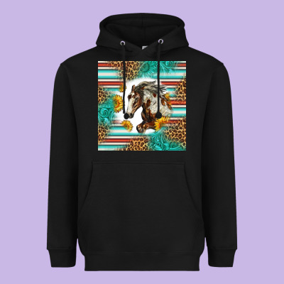 Western Mustang Horse Heavyweight Hoodie Designed By Lillyallendesigns