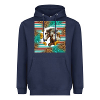Navy western mustang horse Heavyweight Hoodie - LillyAllenDesigns