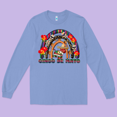 Cinco De Mayo Rainbow Long Sleeve Tee Designed By Cowgirlartshop