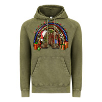 Vintage Olive Army Christmas rainbow Vintage Hoodie - NancyCooperArtShop