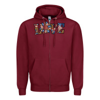 Burgundy love american sunflower Zipper Hoodie - BundleAndBundleShop